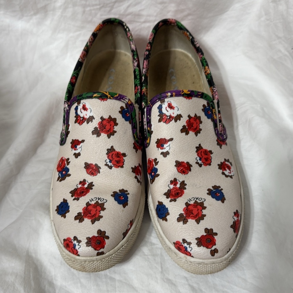 Women’s Coach Floral Parkside Tea Rose Slip-On Sneakers. Size 7 - Picture 3 of 11